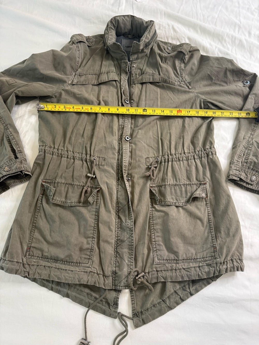 Levi’s Olive Military Utility Field Jacket Hooded Gorpcore Anorak Cargo Medium - Picture 12 of 14